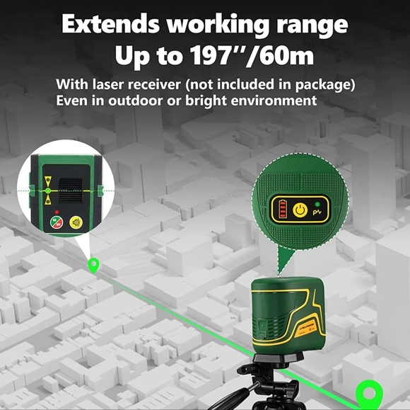 Cross Line Laser Level, with Expansion Angle, Type-C Rechargeable Battery, Green - Picture 5 of 9
